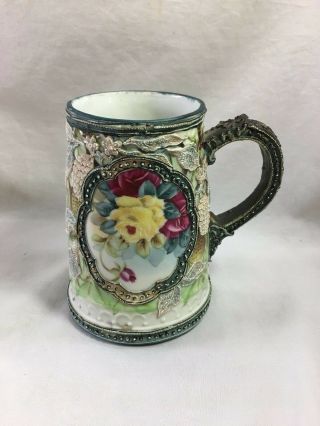 Antique Hand Painted Nippon Porcelain Moriage Mug