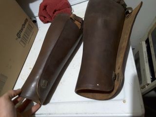 Antique Leather Ww1 Shin Guards Puttees Military Equipment Historical Authentic