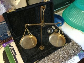 Antique Gold Miners Pocket Scale With Weights And Box