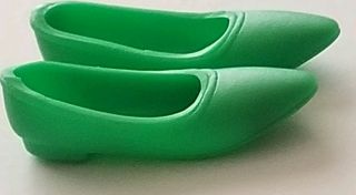 Vintage Barbie Doll Francie Green Flat Squishy Shoes Japan Gad Abouts