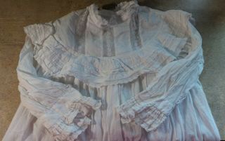 Antique WHITE LACE Pin TUCKS & RUFFLED German OR FRENCH DOLL DRESS 4