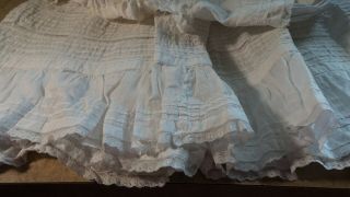Antique WHITE LACE Pin TUCKS & RUFFLED German OR FRENCH DOLL DRESS 6