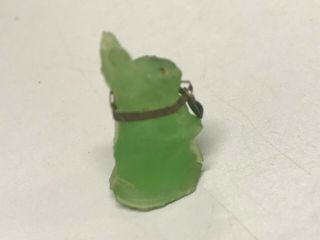 VINTAGE Antique Czech Art Glass Green RABBIT Bunny Charm Cracker Jack 1 