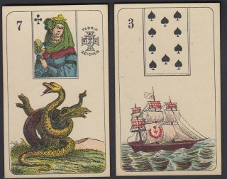 Antique Stralsund Lenormand Playing Cards Fortune Telling C.  1890 Germany
