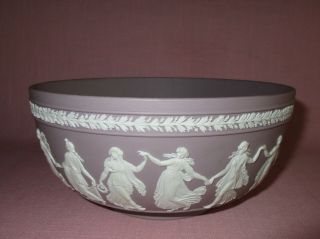 Antique Wedgwood England Pottery Porcelain Lilac Jasperware Dancing Hours Bowl