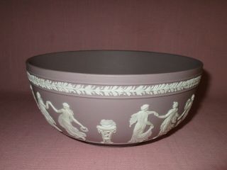 Antique Wedgwood England Pottery Porcelain Lilac Jasperware Dancing Hours Bowl 2