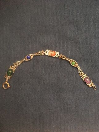 Antique Vintage Miracle Signed Agate Celtic Design Bracelet