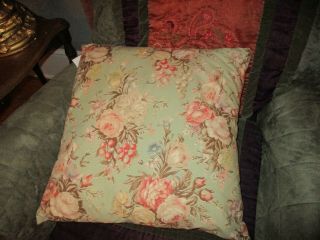 Vintage Ralph Lauren Charlotte Green Cotton Floral Queen Throw Pillow