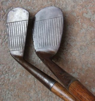 2 Antique Vintage Spalding Kro Flite Will Livie Hickory Wood Shaft Golf Clubs 2
