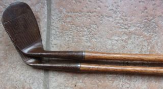 2 Antique Vintage Spalding Kro Flite Will Livie Hickory Wood Shaft Golf Clubs 4