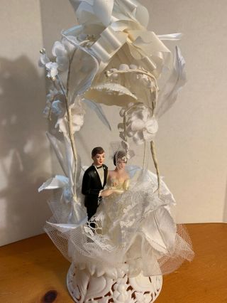 Vintage Wedding Cake Topper Plastic Bride & Groom 1960’s