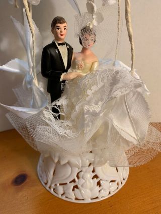 Vintage Wedding Cake Topper Plastic Bride & Groom 1960’s 2