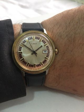 Vintage Timex Mechanical Men Wristwatch Made In Great Britain 1974