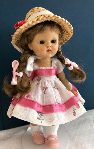 Vintage Vogue Slw Ginny Doll With Painted Eyelashes In A Medford Tagged Dress