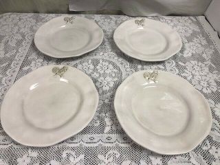 4 - Godinger Provence Salad Plates - Antique White With Rooster