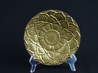Rare Antique Chinese 24k Gold Ormolu Gilt Bronze Palace Lotus Offering Bowl Qing