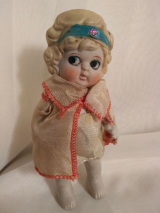 Vintage Porcelain Ceramic Bisque Jointed Doll Made In Japan