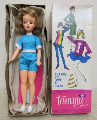 Vintage 1960s Ideal Tammy Doll 12 " W/ Pamphlet Honey Blonde Straight Leg