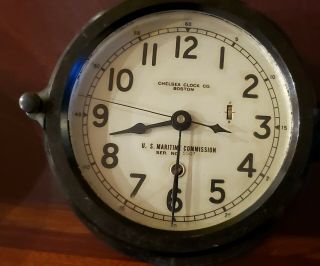Us Maritime Commission Chelsea Ships Clock 6 In Silvered Dial Sn 323135 Oct 1942