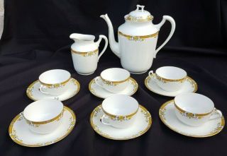 Antique French,  Limoges Porcelain Tea/coffee Set,  Coffe/tea Pot,  Milk Pot,  Cups