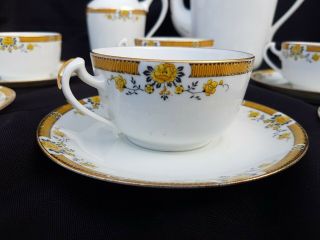 Antique French,  Limoges porcelain tea/coffee set,  coffe/tea pot,  milk pot,  cups 2