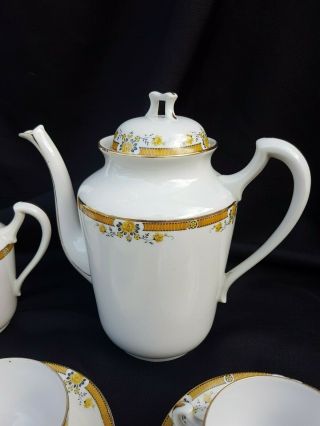 Antique French,  Limoges porcelain tea/coffee set,  coffe/tea pot,  milk pot,  cups 5