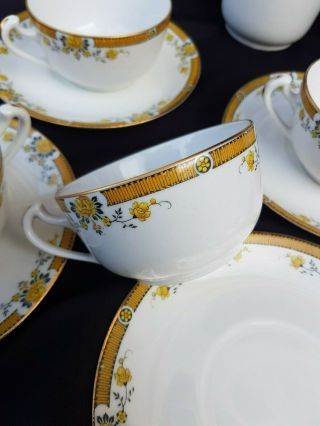 Antique French,  Limoges porcelain tea/coffee set,  coffe/tea pot,  milk pot,  cups 6