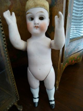 Large miniature 6” Vintage Antique All Bisque Doll 3