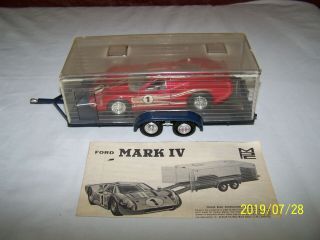 Vintage Build Mpc Ford Mark Iv W/ Clear Trailer / Display Case 1/25 Lemans Car