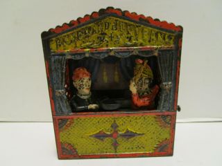 Antique 1884 Punch And Judy Cast Iron Mechanical Bank
