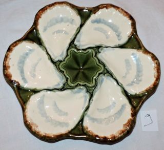 Rare Antique French Majolica Oysters Plate Longchamp /9
