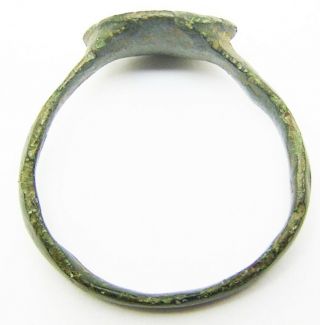 14th - 15th century Excavated Medieval bronze signet ring of a wise Heron Size 11 6