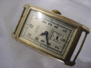 Vintage GOLD FD large antique pre 1920 Art Deco CYMA CURVEX mens watch 2