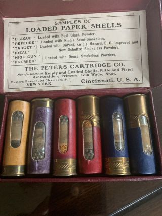 The Peters Cartridge Co.  Loaded Paper Gun Shells Ammo Sampler Antique Collector