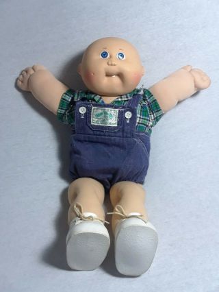 Vintage Cabbage Patch Kid Doll Boy W/jumper - 3 Headmold,  Bald,  Blue Eyes 1983