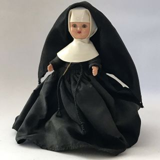 Vintage Nancy Ann Storybook Nun Doll 5 - 1/2 Inches Hard Plastic With Sleep Eyes