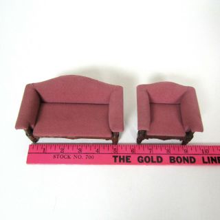 Dollhouse Sofa Chair Pink Upholstered Carved Wood Chair Living Room Furniture