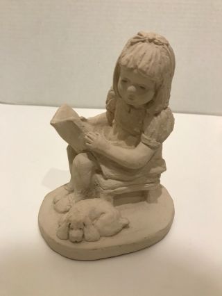 Vintage Austin Productions Bright Eyes 1987 Sculpture Girl Reading And Dog