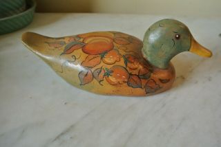 Vtg Wood Duck Hand Painted Tole Lancaster Pa.  By Milly 10 1/4 "