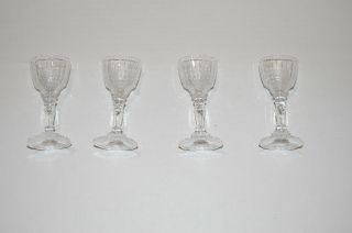 Set Of 4 Antique/vintage Facet Cut Crystal Cordial Or Sherry Glasses