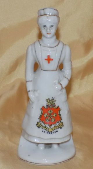 Antique Carlton Ware Porcelain Crest Wwi Red Cross Nurse Cavell Leicester C.  1918