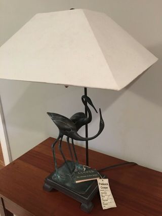 Frederick Cooper Cranes Lamp With Finial & Shade & Tags