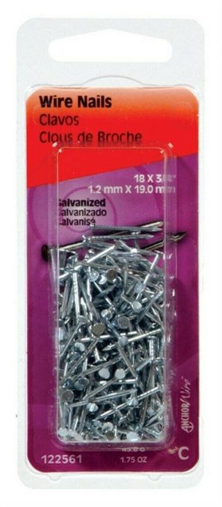 Hillman Wire Nails 3/4 " Galvanized 18 Ga Polybox 1.  75 Oz Pack Of 6