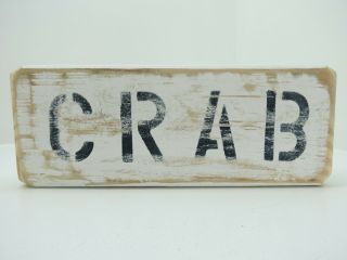 9 Inch Wood Hand Painted Crab Sign Nautical Seafood (s742)