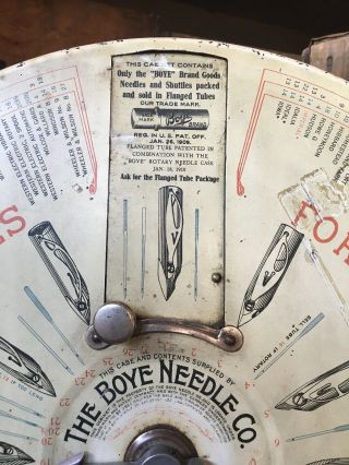 Antique Boye Needle Shuttle Bobbin Old General Store Display Cabinet Patent 1907 4