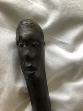 Antique Hand - Carved African Ebony Tribal Walking Stick