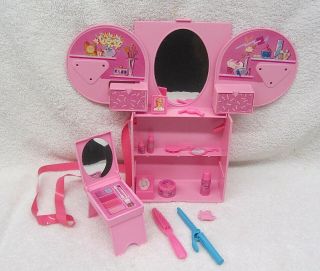 Vintage Barbie Secret Vanity Playset Mattel 1988 Make Up Beauty Pink Box Purse