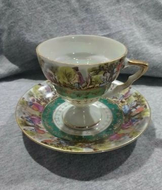 Vintage Sterling China Japan Footed Tea Cup And Saucer Set