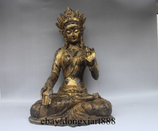 20 " Tibet Bronze Gild White Tara Kwan - Yin Bodhisattva Guanyin Buddha Sit Statue