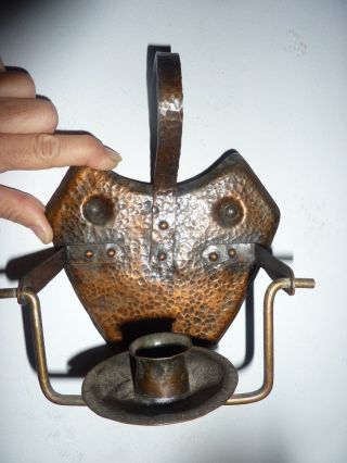 Antique Hammered Copper Candle Holder Roycroft Arts & Craft Mission